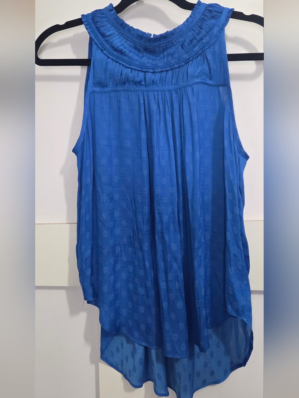 Maeve by Anthropologie - Blue Ruffle Yoke Sleeveless Tank